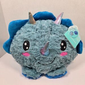 HUG ME Stuffed Animal Reversible Flip Mr. Happy Horns Grump-asaurus Dinosaur NWT